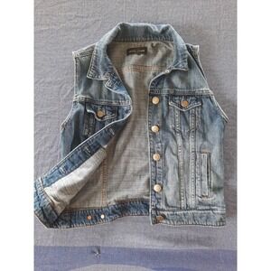 J.Crew Indigo Denim Women Medium Wash Cotton Button Up Cowboy Vest Jacket